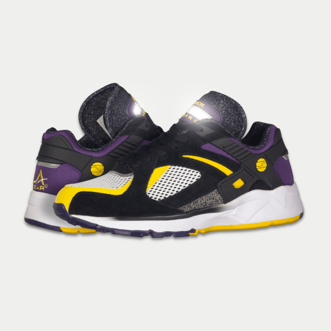 LA Gear Men's Catapult Low Top Sneaker Black/Purple/Yellow
