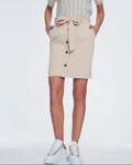 Mini Beige Skirt with Front Buttons