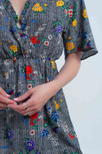 Mini Dress with Colourful Flower Print
