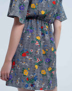 Mini Dress with Colourful Flower Print