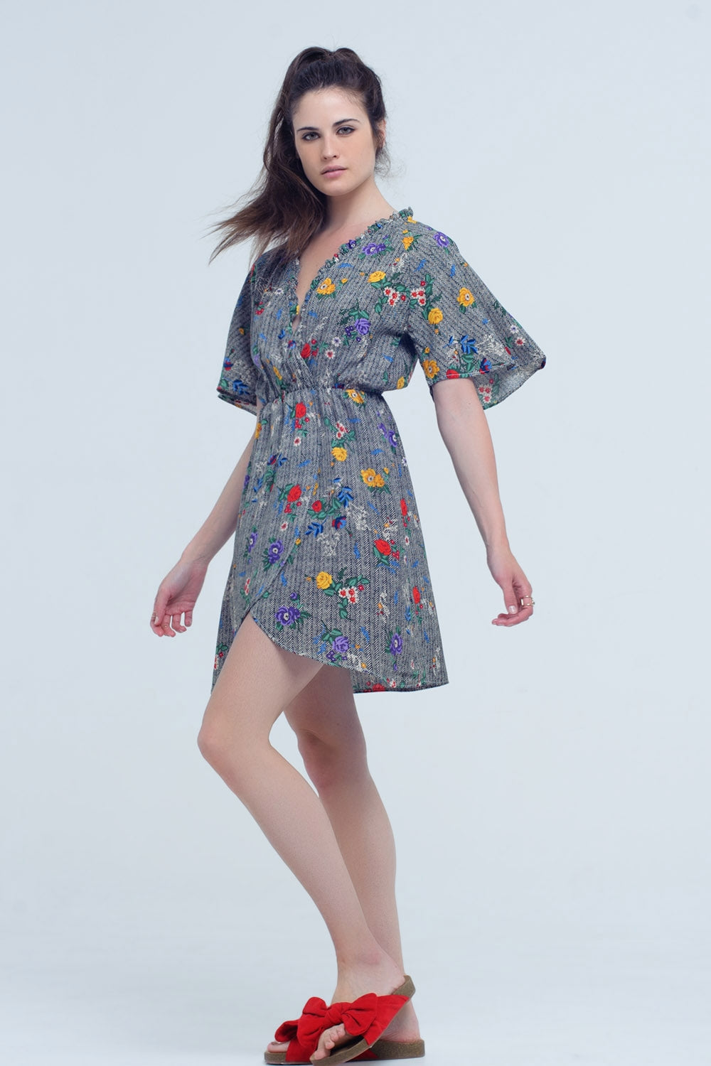 Mini Dress with Colourful Flower Print