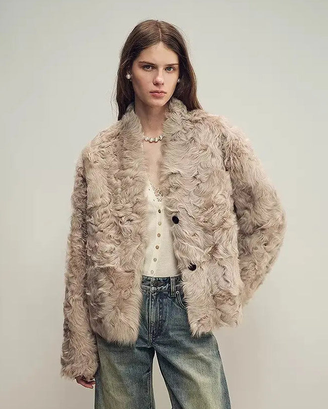 Firelady Fur Women‘s Shearling Coat | Rippled Waterwave Pattern Rare Lake Lamb “Mole Manor”