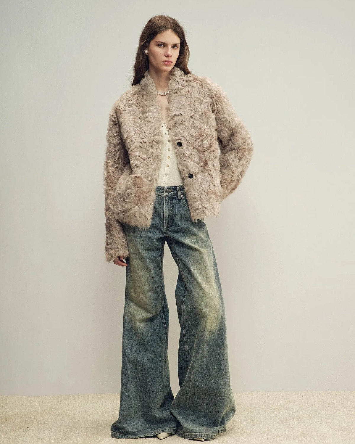 Firelady Fur Women‘s Shearling Coat | Rippled Waterwave Pattern Rare Lake Lamb “Mole Manor”