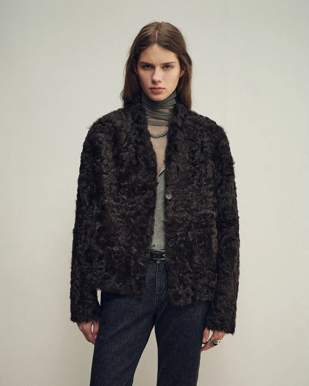 Firelady Fur Women‘s Shearling Coat | Rippled Waterwave Pattern Rare Lake Lamb “Mole Manor”