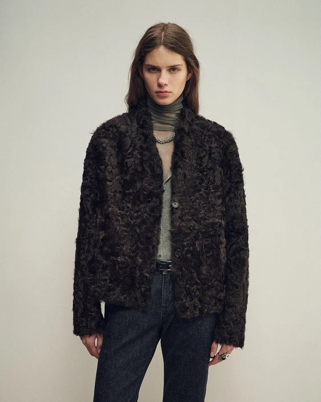 Firelady Fur Women‘s Shearling Coat | Rippled Waterwave Pattern Rare Lake Lamb “Mole Manor”