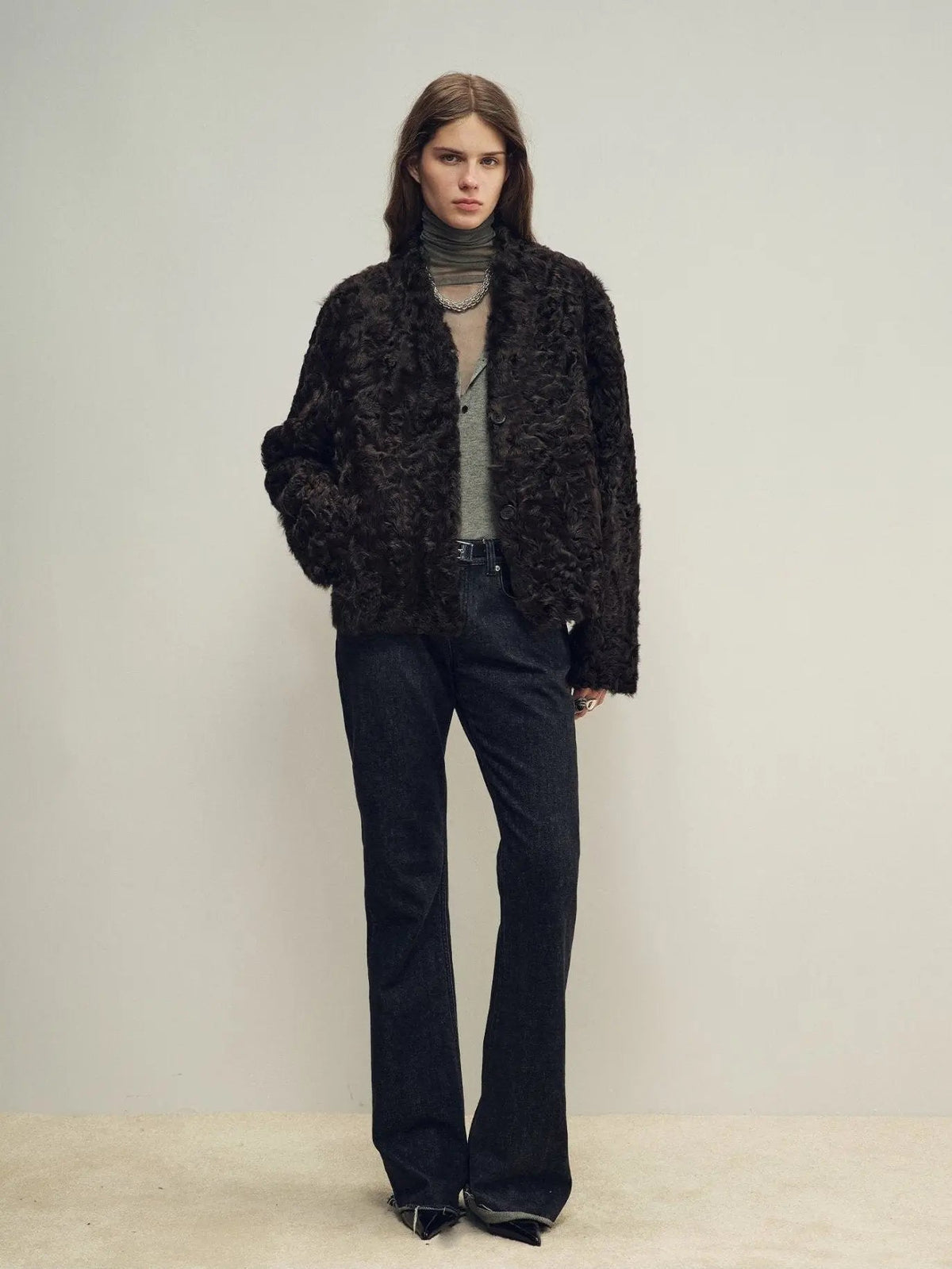 Firelady Fur Women‘s Shearling Coat | Rippled Waterwave Pattern Rare Lake Lamb “Mole Manor”