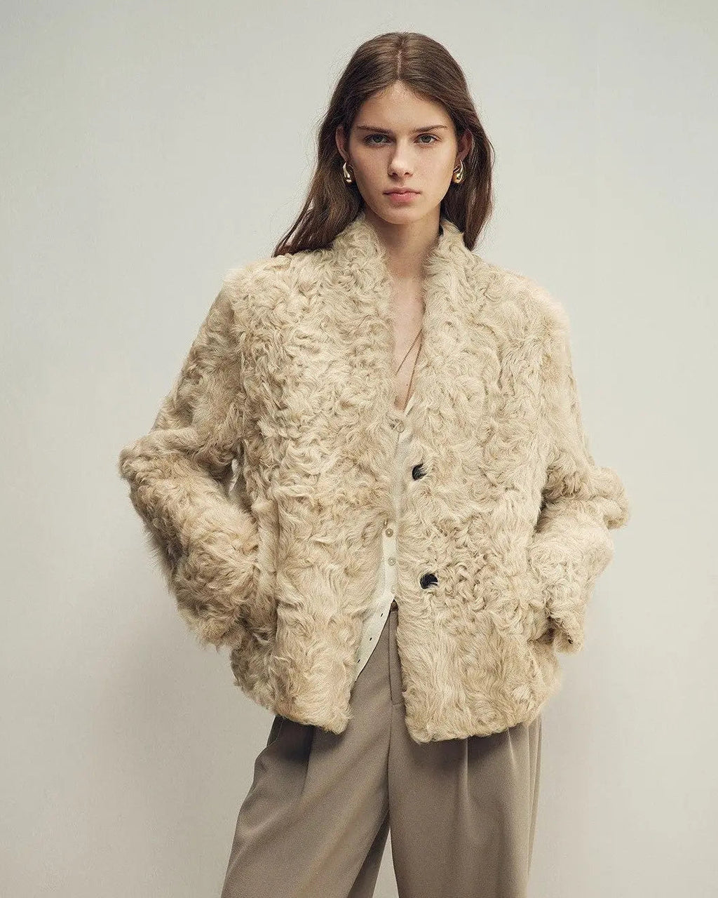 Firelady Fur Women‘s Shearling Coat | Rippled Waterwave Pattern Rare Lake Lamb “Mole Manor”