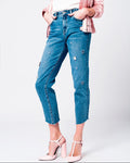 Mom Jeans with Embroidered Stars