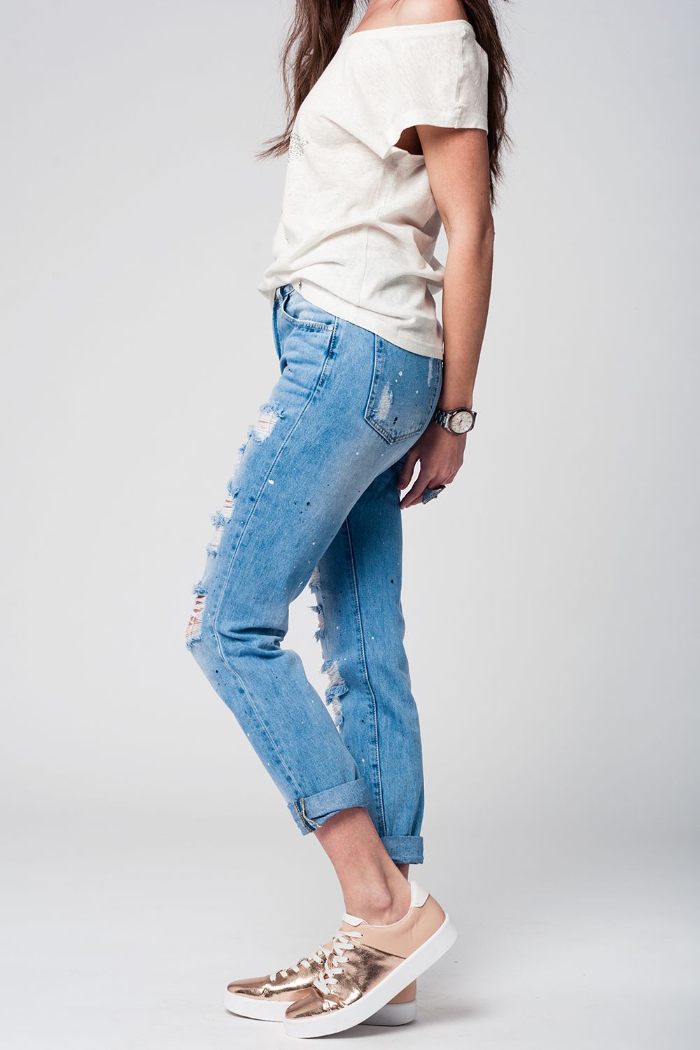 Mom Jeans with Extreme Rips