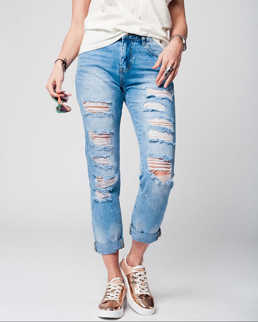 Mom Jeans with Extreme Rips
