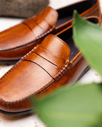 Monza Hand Burnished Italian Calfskin Driving Loafers | Cognac