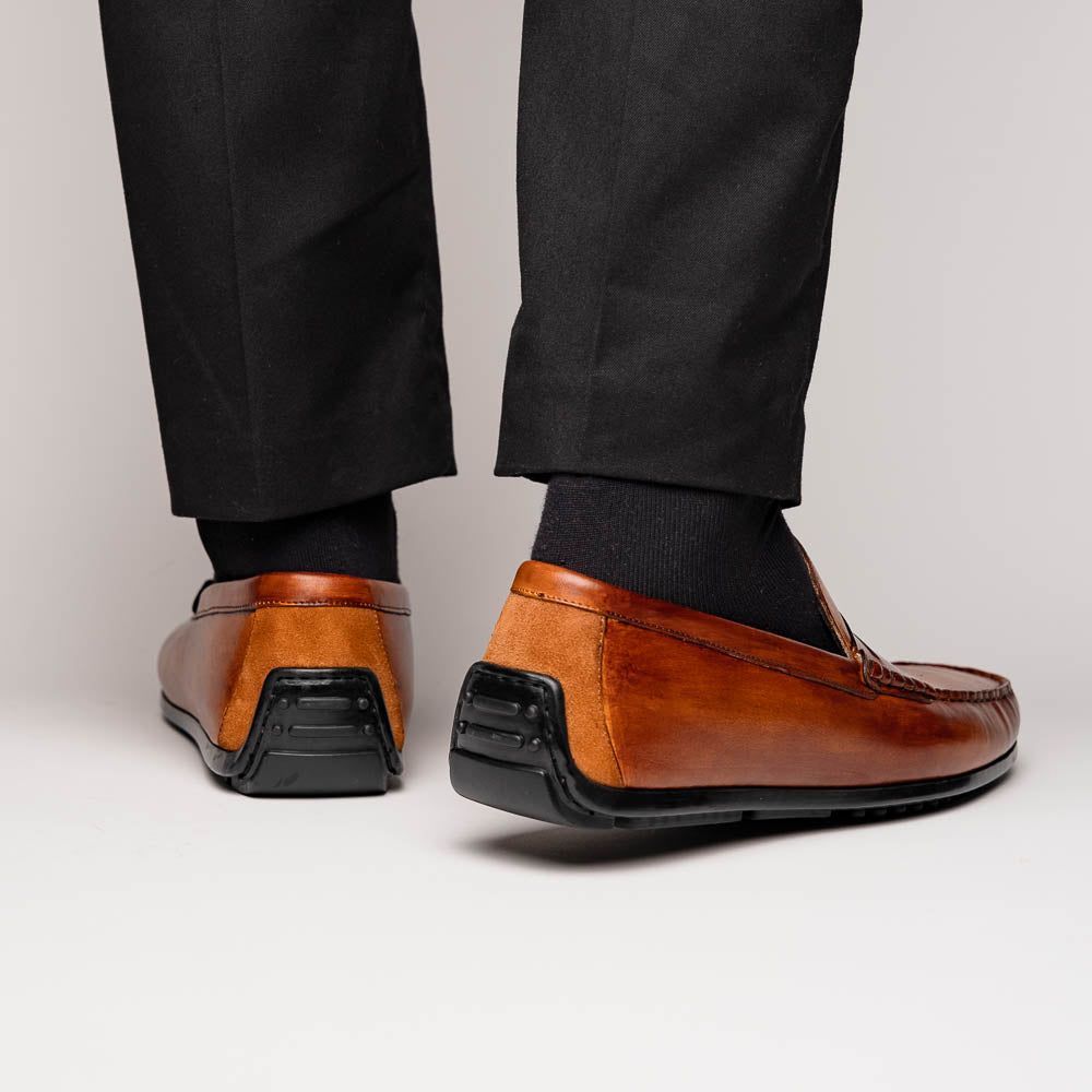 Monza Hand Burnished Italian Calfskin Driving Loafers | Cognac