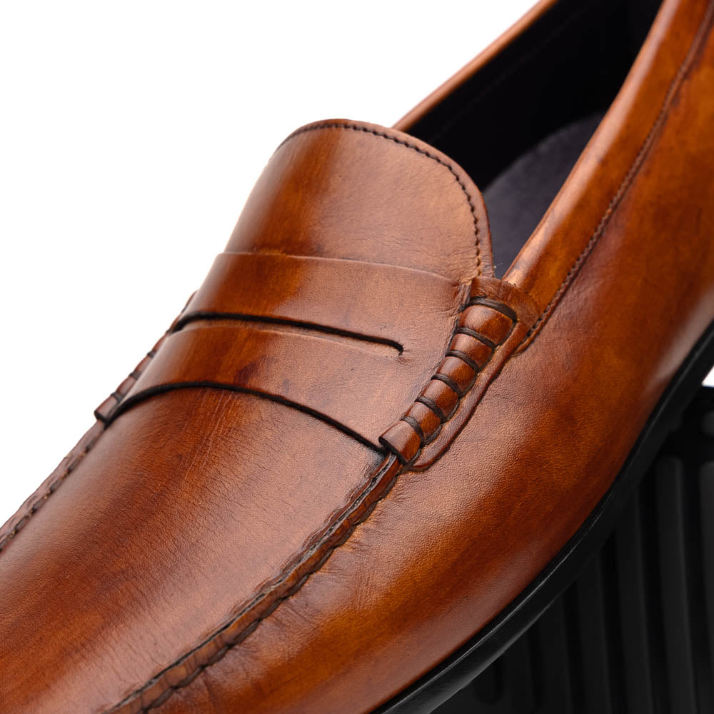 Monza Hand Burnished Italian Calfskin Driving Loafers | Cognac