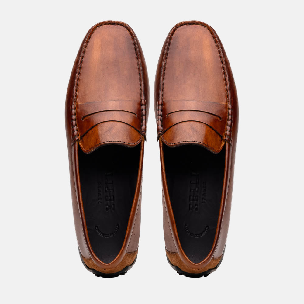 Monza Hand Burnished Italian Calfskin Driving Loafers | Cognac