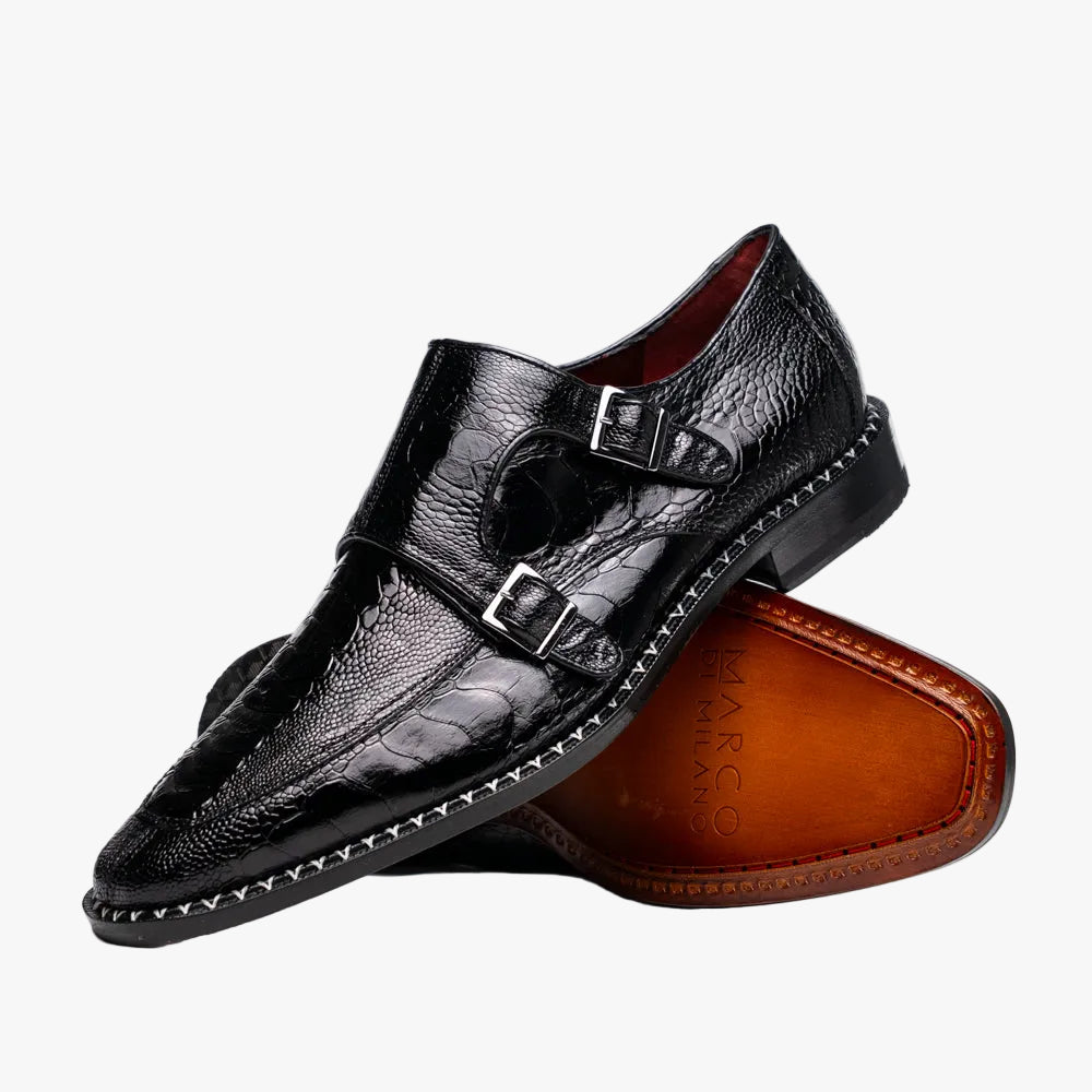 Napoli Double Monk Strap Shoe | Black