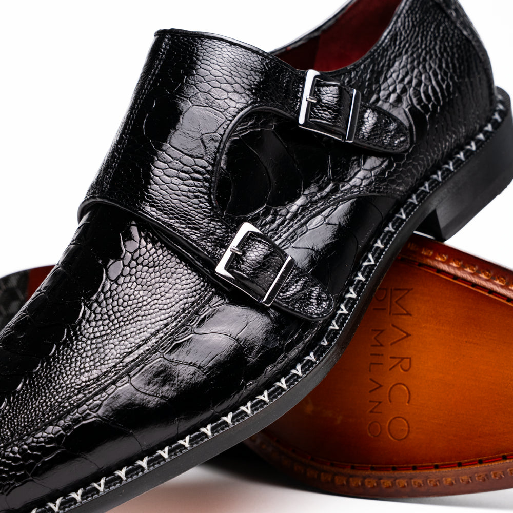Napoli Double Monk Strap Shoe | Black