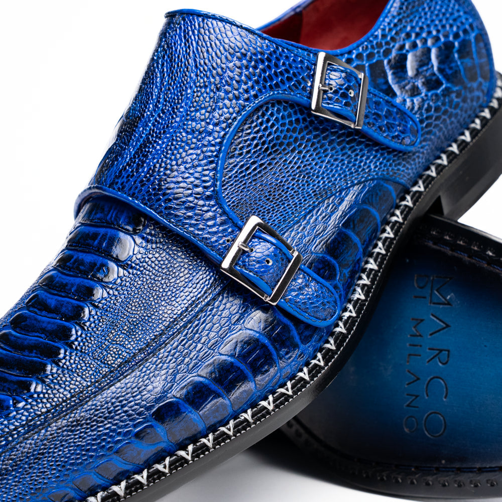 Napoli Double Monk Strap Shoe | Electric Blue