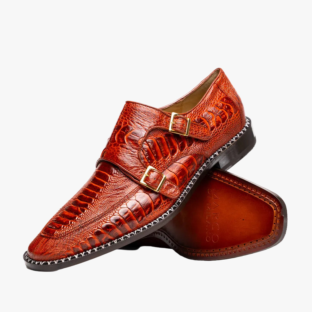 Napoli Double Monk Strap Shoe | Rustic Cognac