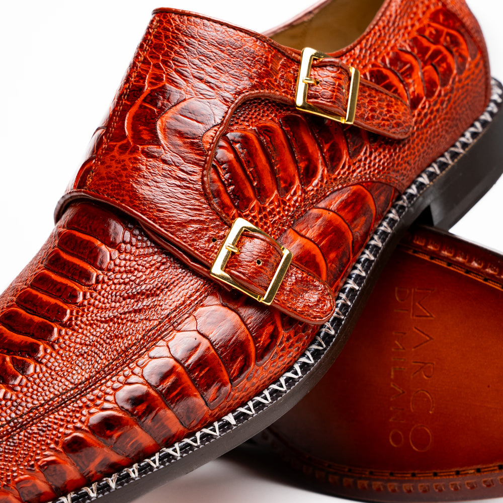 Napoli Double Monk Strap Shoe | Rustic Cognac