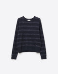 Navy Striped Knit Sweater with Sequin Detail