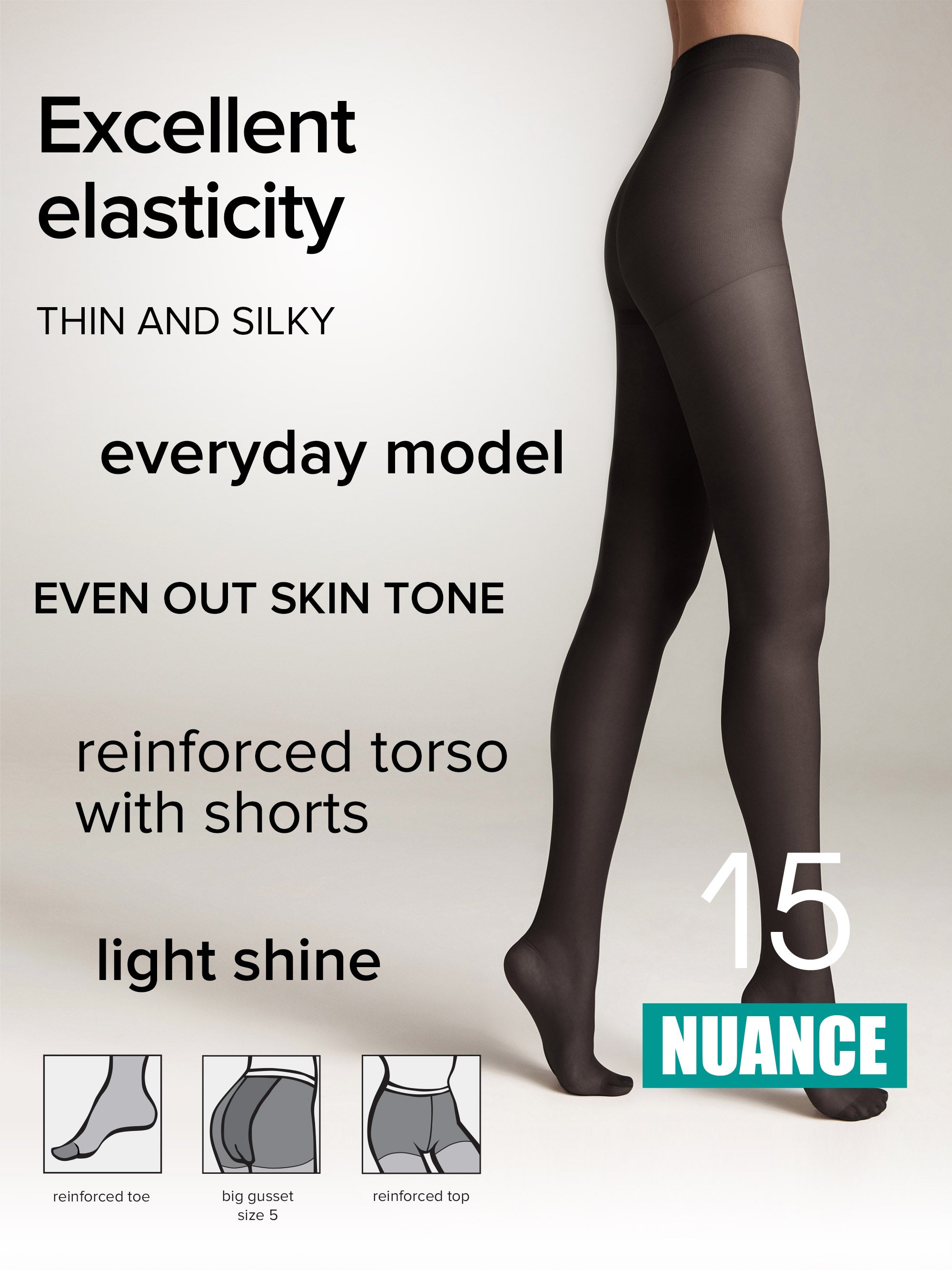 Conte Nuance Tights 15 Den | Reinforced Shorts