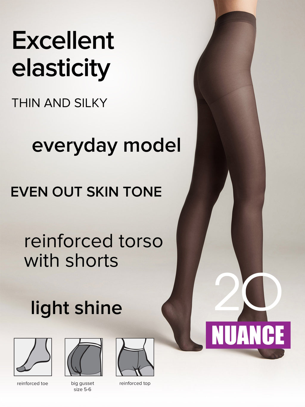 Conte Nuance Tights 20 Den | Reinforced Shorts
