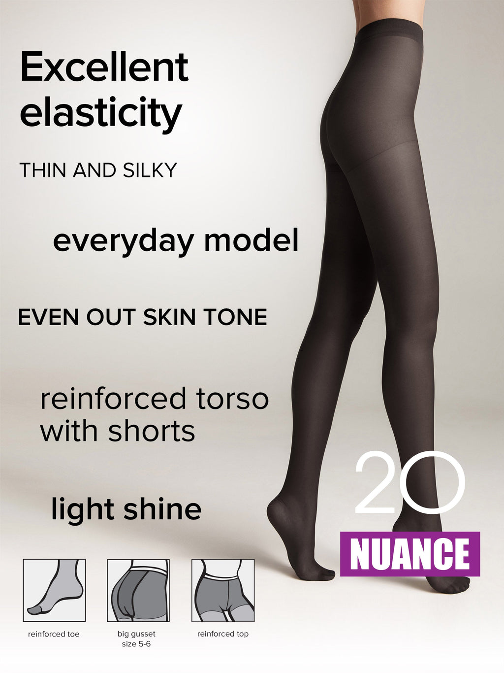 Conte Nuance Tights 20 Den | Reinforced Shorts