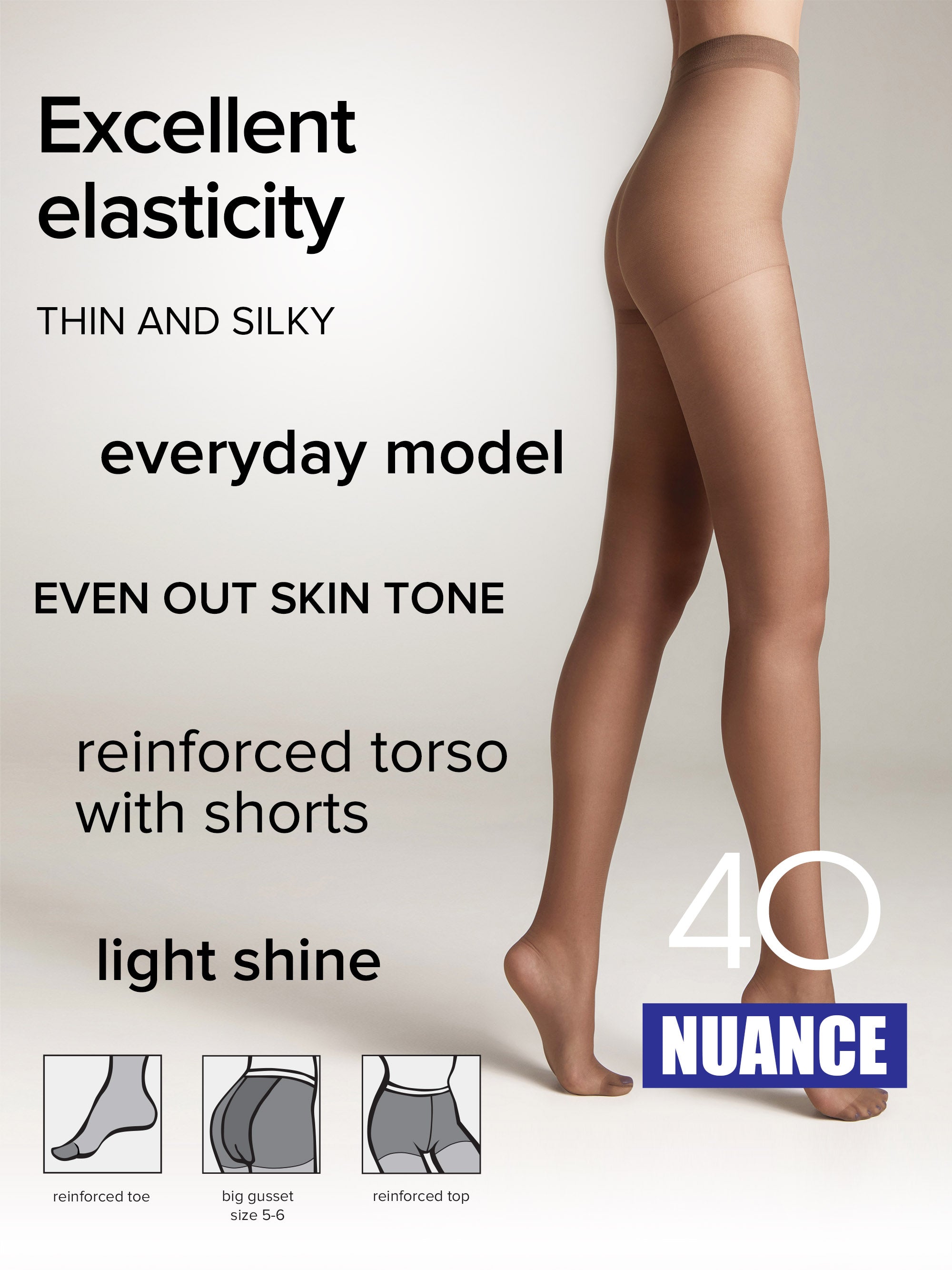 Conte Nuance Tights 40 Den | Reinforced Shorts