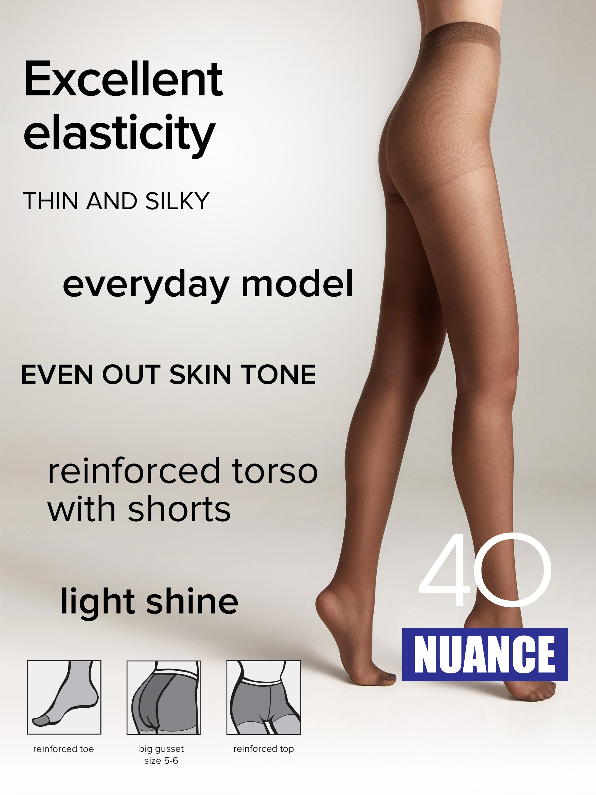 Conte Nuance Tights 40 Den | Reinforced Shorts