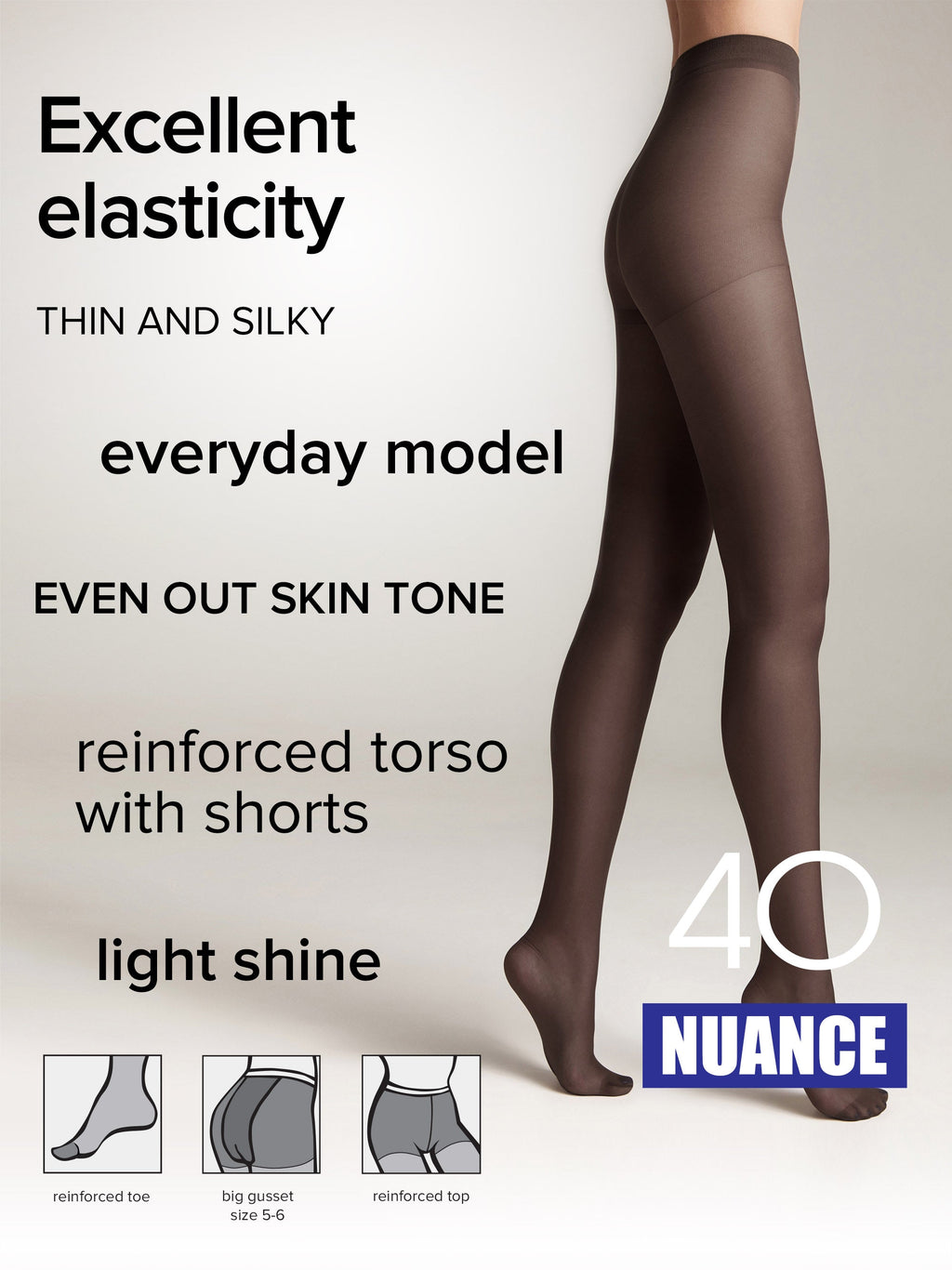 Conte Nuance Tights 40 Den | Reinforced Shorts
