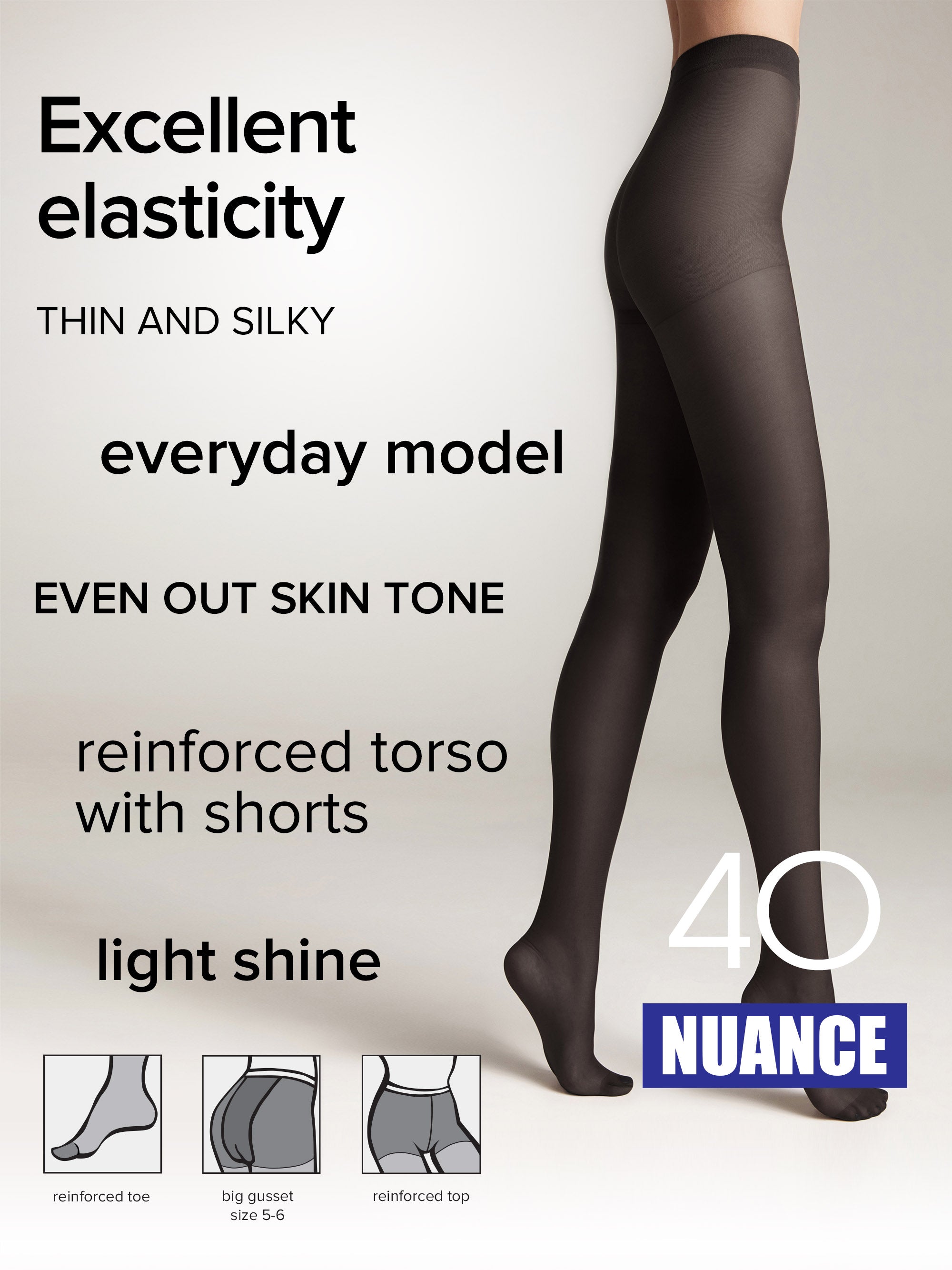 Conte Nuance Tights 40 Den | Reinforced Shorts