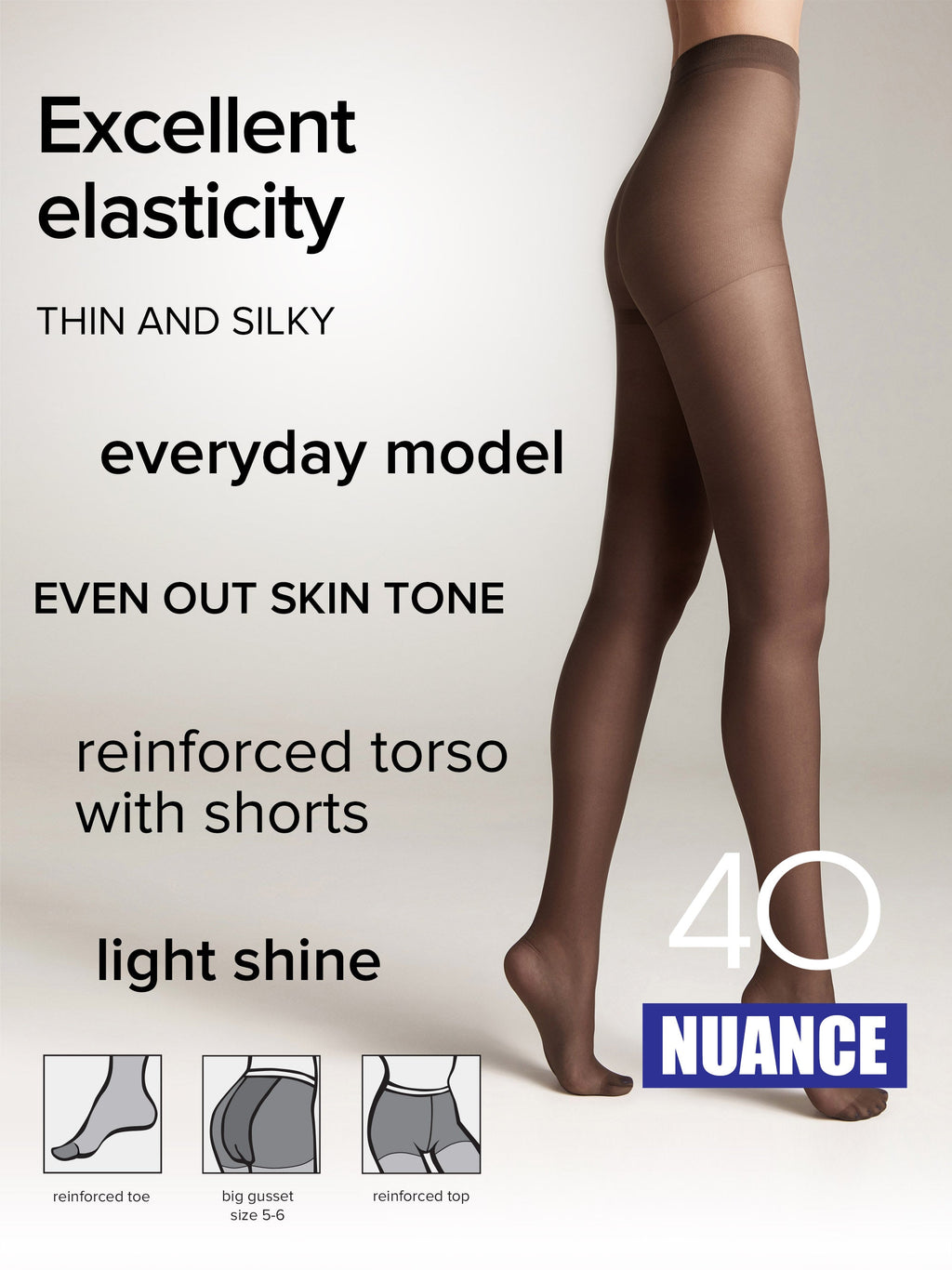 Conte Nuance Tights 40 Den | Reinforced Shorts