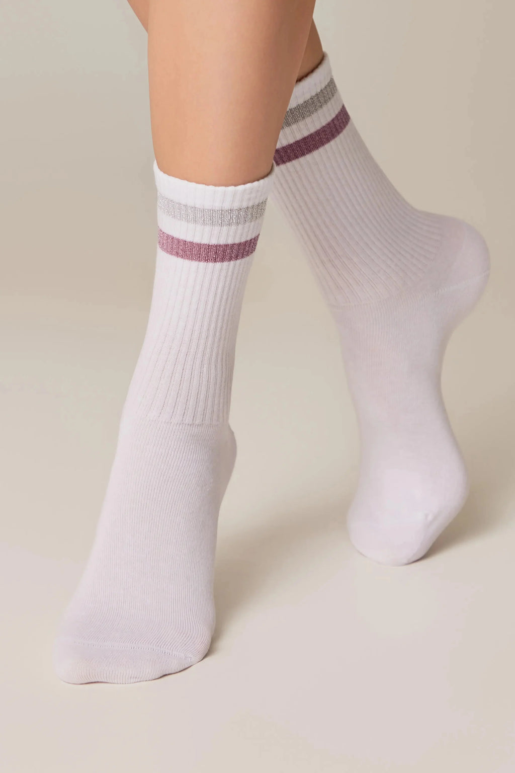Conte Cotton Long Socks Active 157 | Lurex Stripes