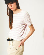 Open Back Lace Up Stripes Jumper in Lilac