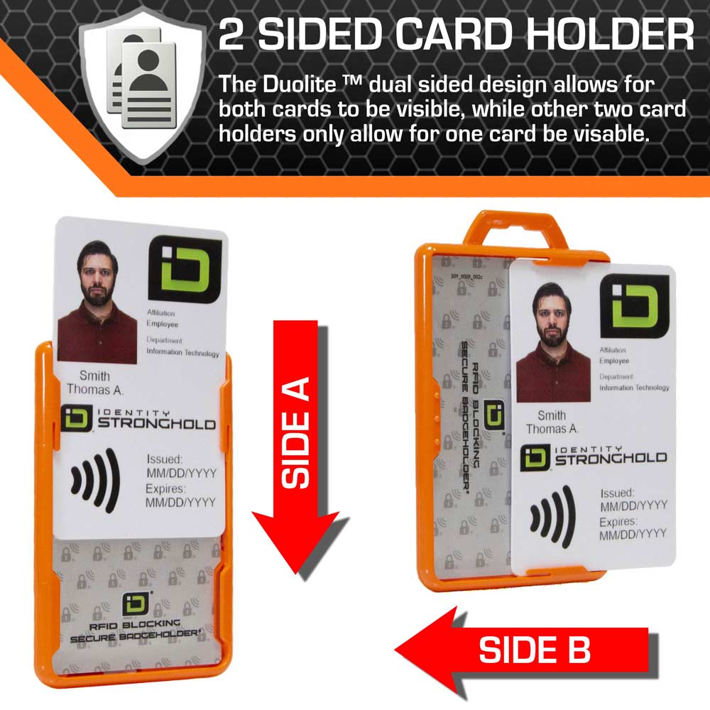 Secure Badge Holder Duolite ® Vertical 2 ID Card Holder Retractable Reel and Lanyard Bundle