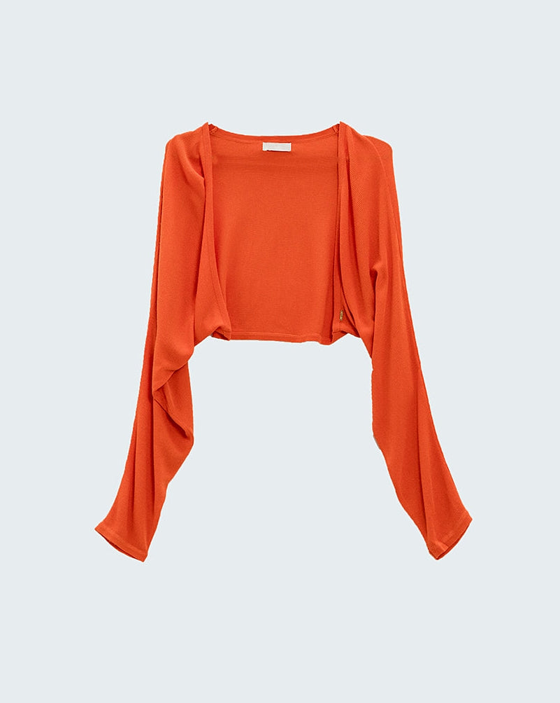 Orange Fine Knit Bolero Cardigan