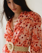 Orange Shirt with Abstract Print and 3/4 Length Sleeves