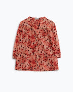 Orange Shirt with Abstract Print and 3/4 Length Sleeves