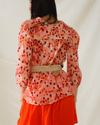 Orange Shirt with Abstract Print and 3/4 Length Sleeves