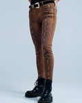 Orange Skinny Pants in Snake Print