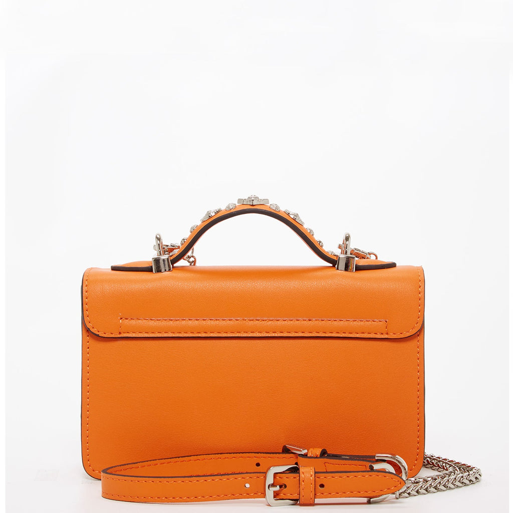 Studded Small Leather Crossbody Bag | Orange Purse