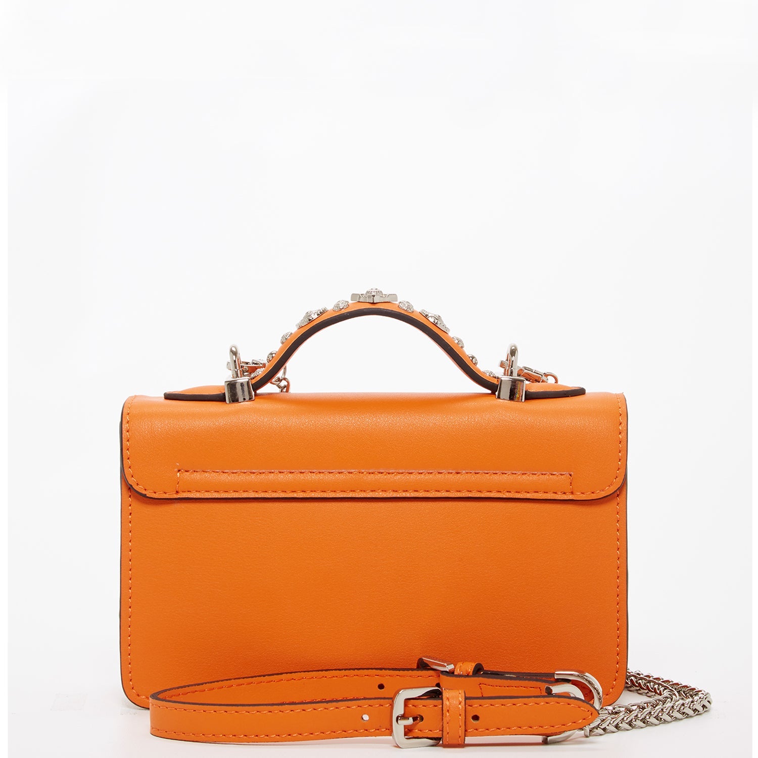 Studded Small Leather Crossbody Bag | Orange Purse