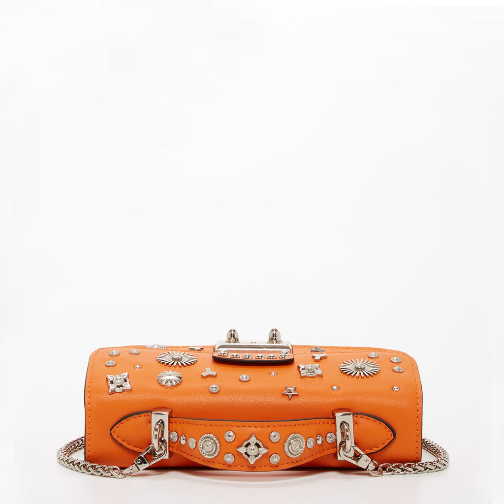 Studded Small Leather Crossbody Bag | Orange Purse