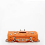 Studded Small Leather Crossbody Bag | Orange Purse