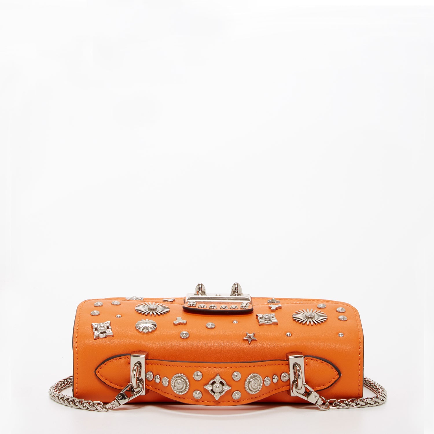 Studded Small Leather Crossbody Bag | Orange Purse