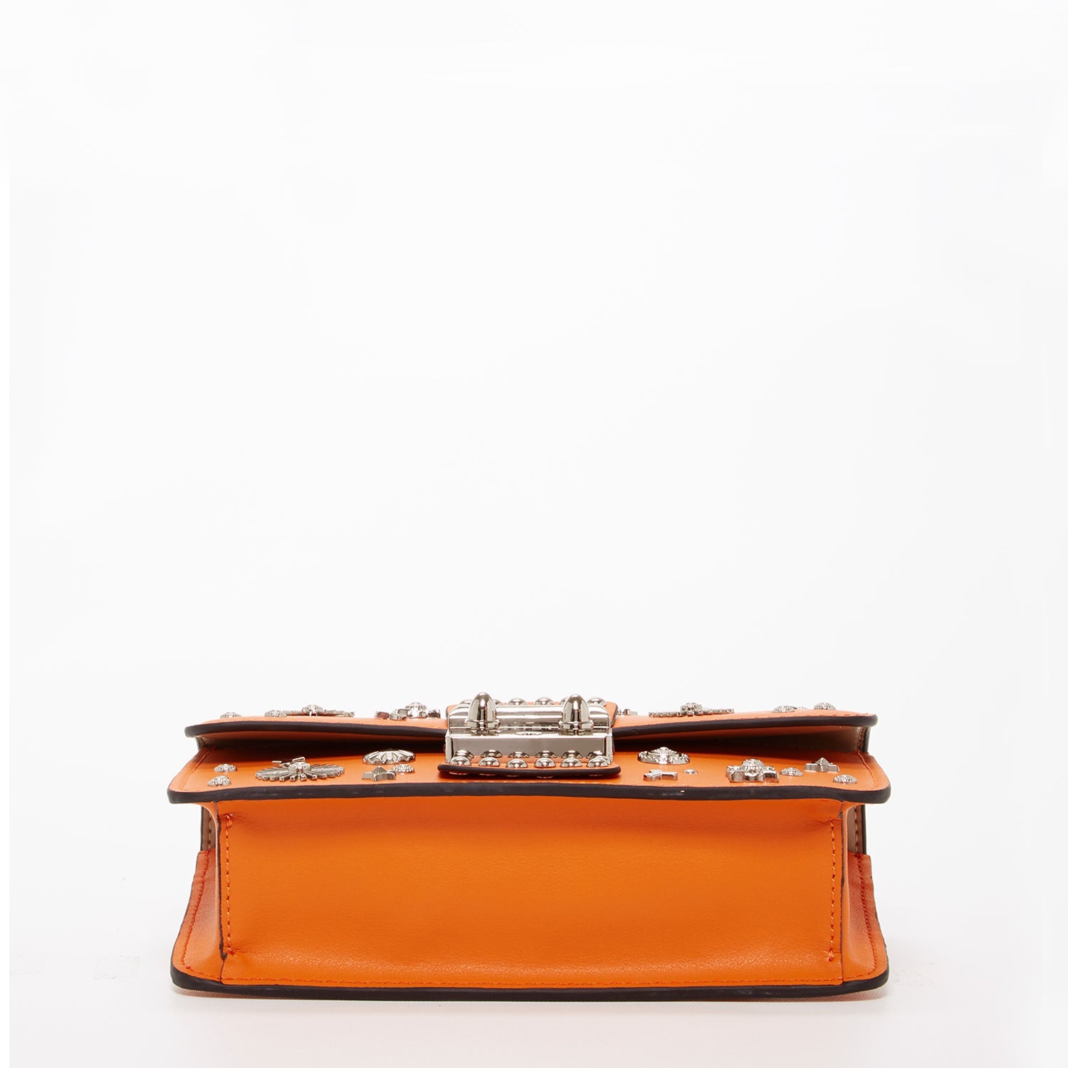 Studded Small Leather Crossbody Bag | Orange Purse