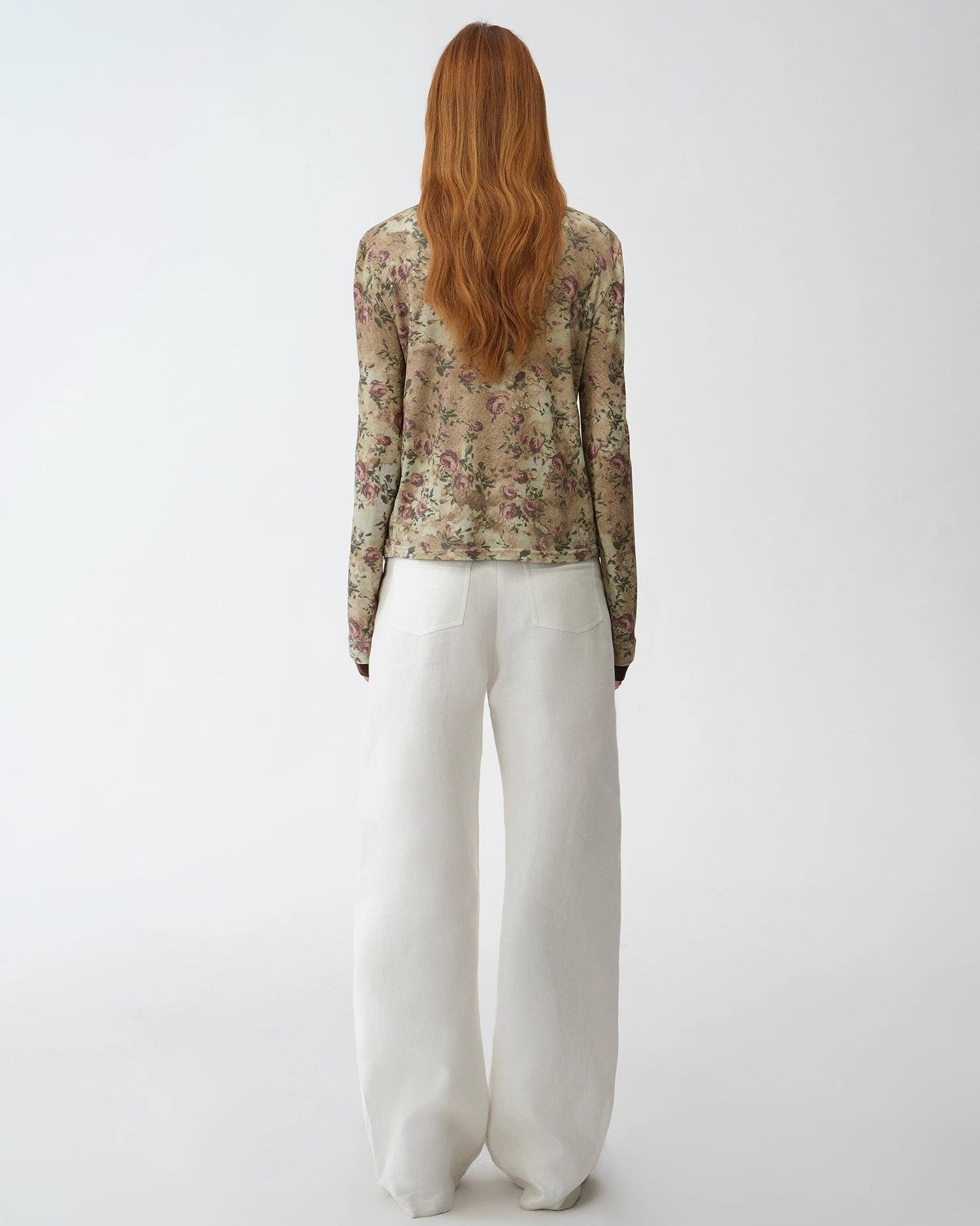 Original Retro Ethnic Print Tencel Merino Wool Blend Shirt "Senna Flower House"