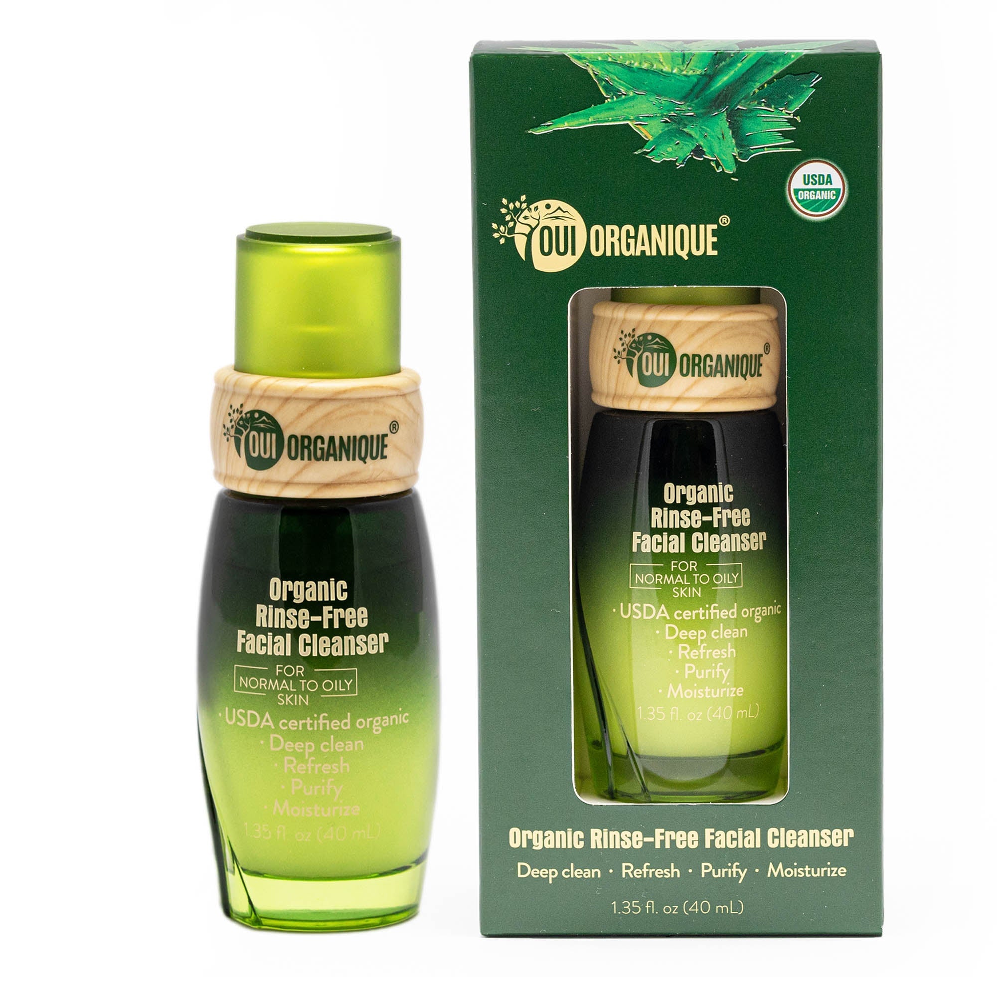 Certified Organic Rinse Free Facial Cleanser | Aloe Vera All-in-One Skin Freshener All Skin Types