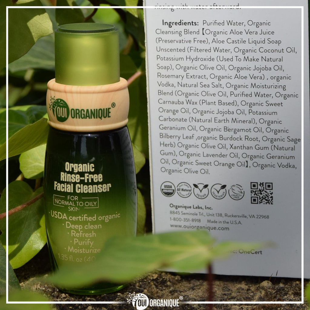 Certified Organic Rinse Free Facial Cleanser | Aloe Vera All-in-One Skin Freshener All Skin Types