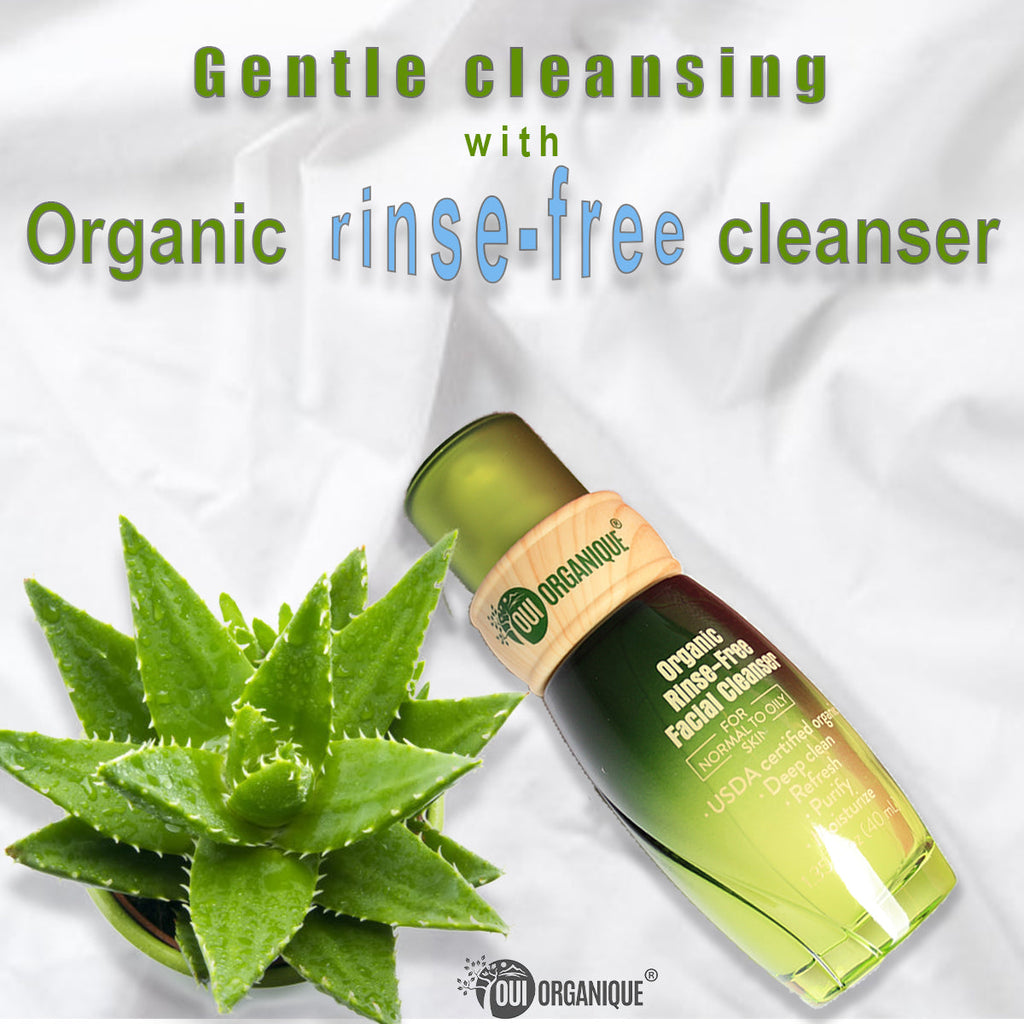 Certified Organic Rinse Free Facial Cleanser | Aloe Vera All-in-One Skin Freshener All Skin Types